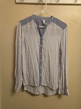 Aéropostale Boho Rayon Long Sleeve Shirt - Mixed Print Floral Medallion - Small